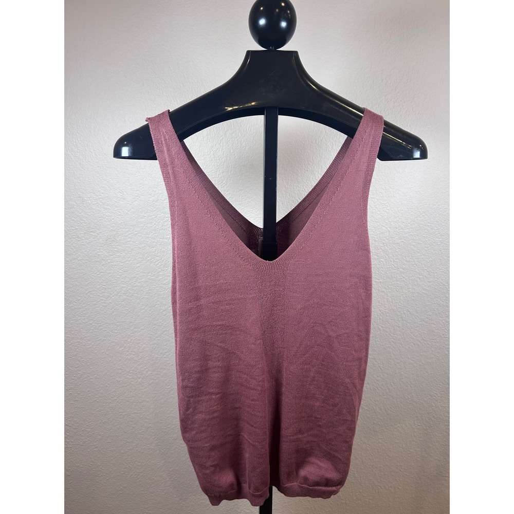 Wishlist Womens Mauve Rose Knit V-Neck Tank Top Sleeveless Sweater Small NEW